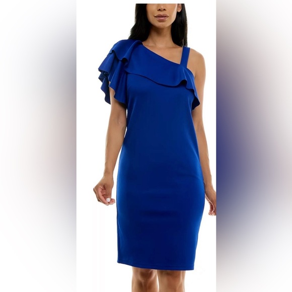 Nina Leonard Dresses & Skirts - NWT Nina Leonard One Shoulder Ruffled Dress XL